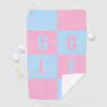 French Pass Pink Checkered  Golf Towel at Zazzle