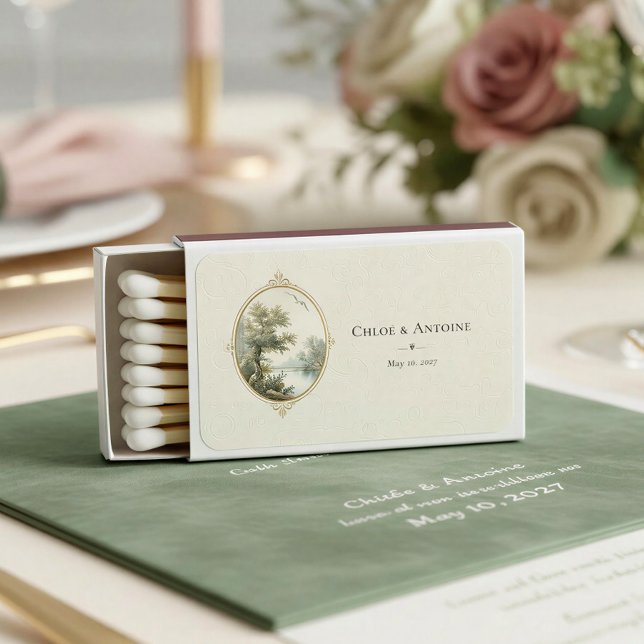 French Pastoral Ivory Wedding Matchboxes (Creator Uploaded)