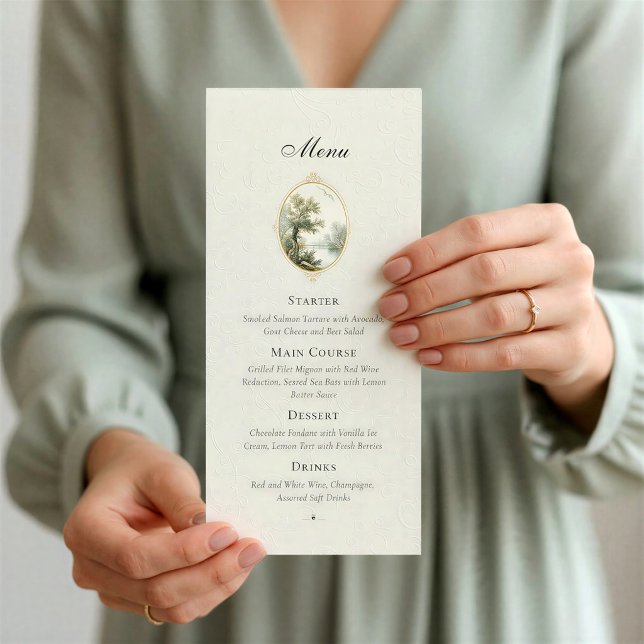French Pastoral Ivory Wedding Menu Card (Creator Uploaded)