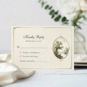 French Pastoral Ivory Wedding Response Card