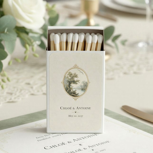 French Pastoral Ivory Wedding Vertical Matchboxes (Creator Uploaded)