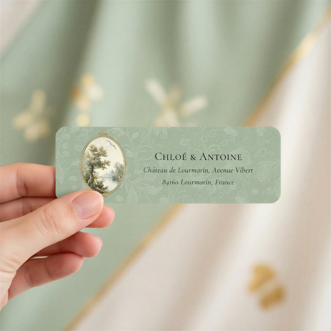 French Pastoral Sage Green Return Address Label (Creator Uploaded)