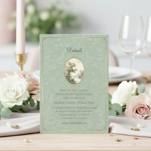 French Pastoral Sage Green Wedding Detail Enclosure Card