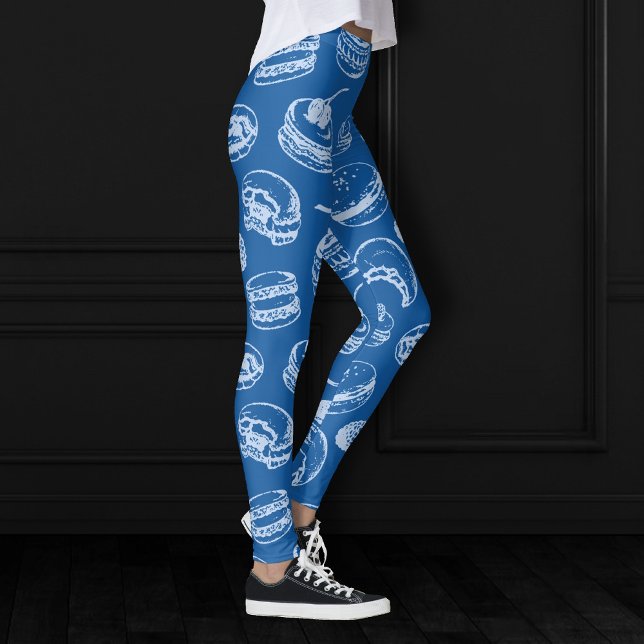 French Pastries Pattern | Classic Blue Sweet Treat Leggings (Creator Uploaded)