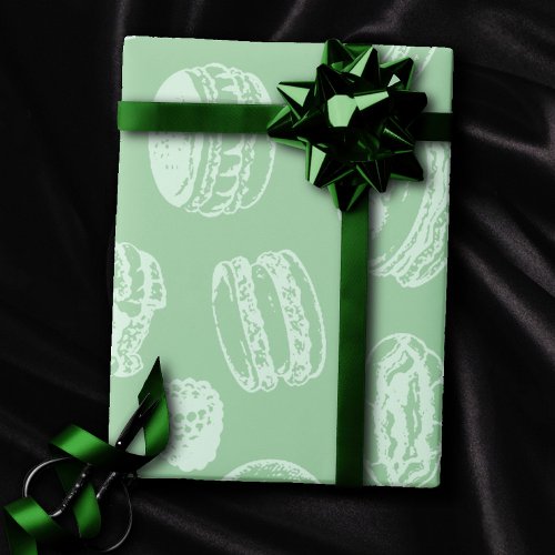 French Pastries Pattern  Neo Mint Green Sweets Wrapping Paper