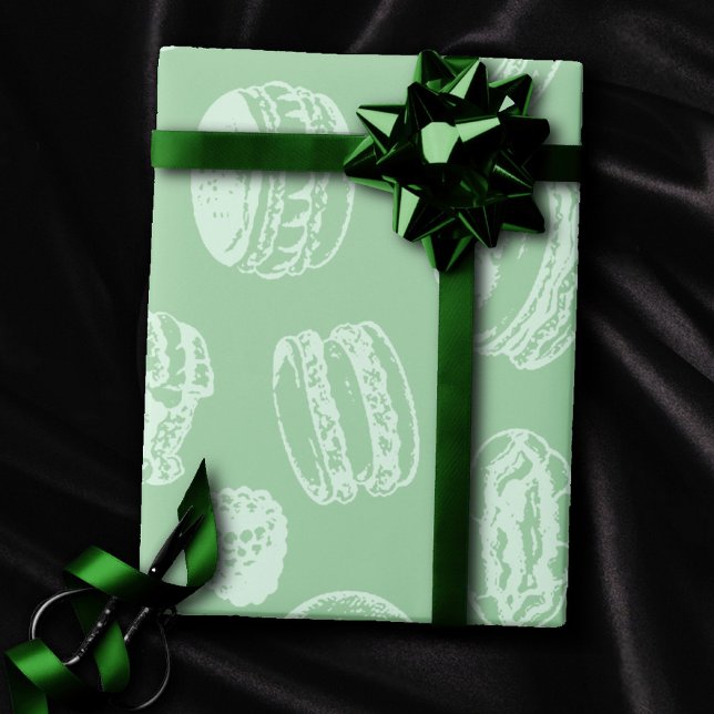 French Pastries Pattern | Neo Mint Green Sweets Wrapping Paper (Creator Uploaded)