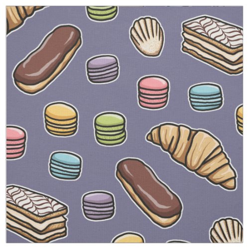 French Pastries Sweet Macaron Pattern Fabric