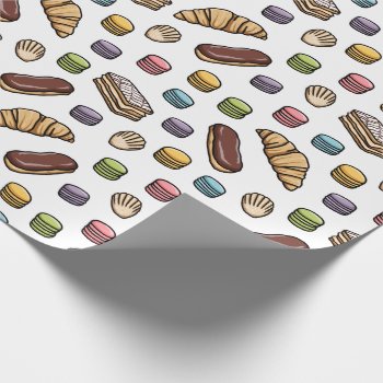 French Pastries Sweet Macaron Pattern Wrapping Paper by DuchessOfWeedlawn at Zazzle