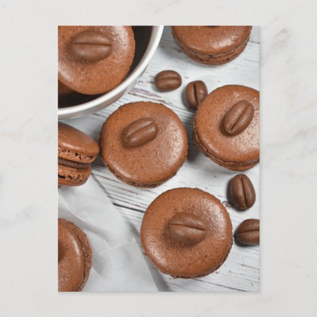 French Pastry Espresso Coffee Bean Macarons Postcard (Front)