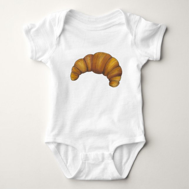 French Pastry Flaky Buttery Croissant Breakfast Baby Bodysuit (Front)