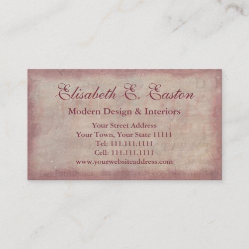French Patina Vintage Red Toile Pompei Colors Business Card