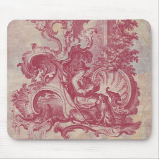 French Patina Vintage Red Toile Pompei Colors Mouse Pad