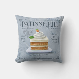 French Patisserie Art Pillow Decor, Blue