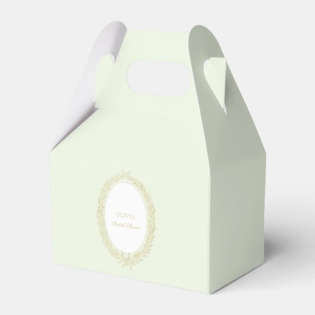 French Patisserie Boulangerie Green Mint Gold Favor Boxes (Front Side)