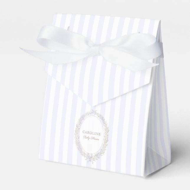 French Patisserie Boulangerie Lavender Stripe Favor Boxes (Front Side)