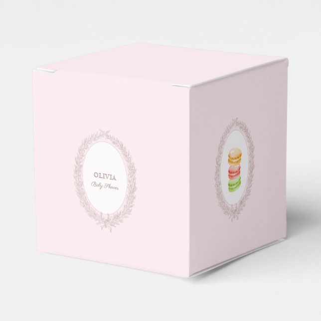 French Patisserie Boulangerie Macarons Pink  Favor Boxes (Front Side)