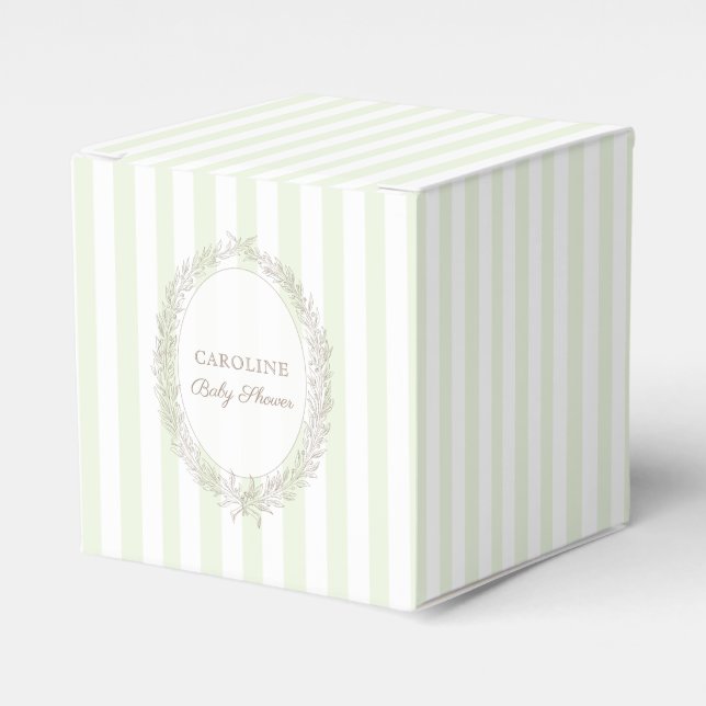 French Patisserie Boulangerie Mint Green Stripe Favor Boxes (Front Side)