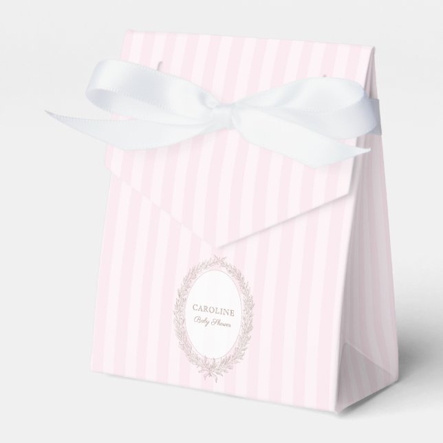 French Patisserie Boulangerie Pink Stripe  Favor Boxes (Front Side)