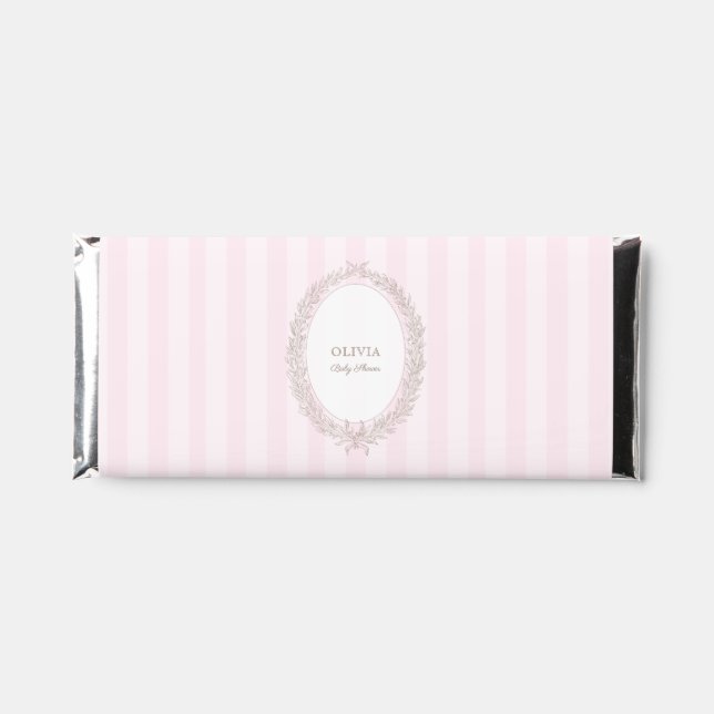  French Patisserie Boulangerie Pink Stripe Hershey Bar Favors (Front)