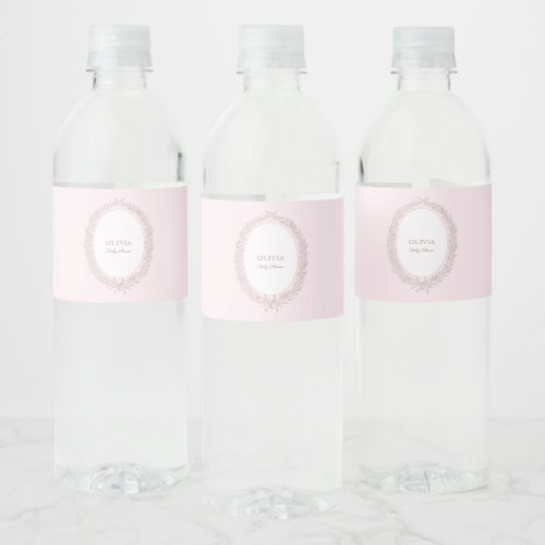  French Patisserie Boulangerie Pink Stripe Water Bottle Label