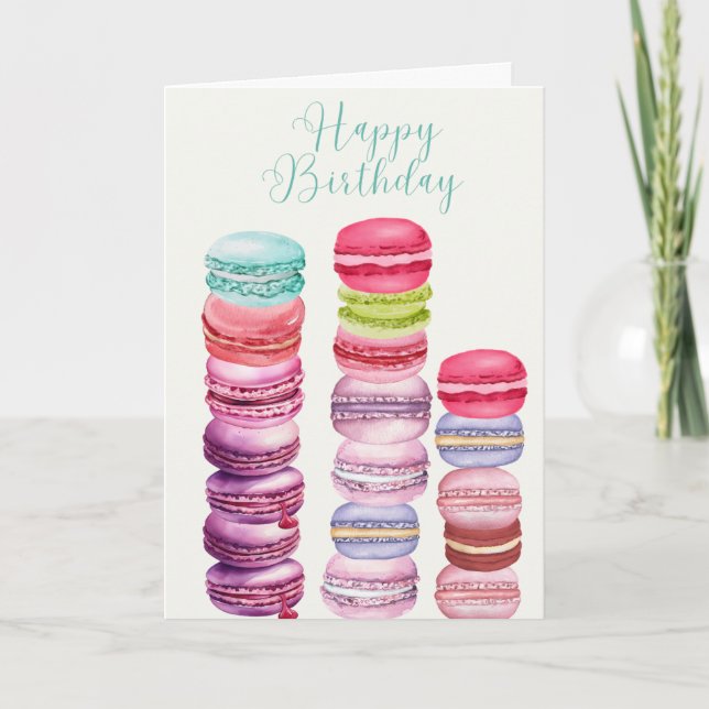 French Patisserie Macrons Happy Birthday Card (Front)