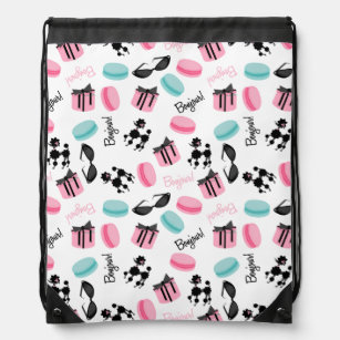 French Pattern Drawstring Backpack