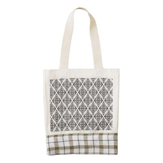 French Pattern in Black & White Zazzle HEART Tote Bag