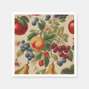 French Peach, Cherries, Blueberries, Pears, Apples Napkins