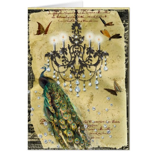 French Peacock and Chandelier Cards (Front)