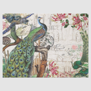 French Peacock Bird Turtle Blowfish Flowers Tissue Paper