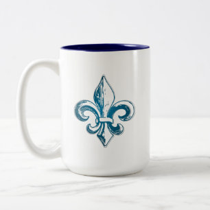 French People Fleur de Lys medieval fraternity Two-Tone Coffee Mug