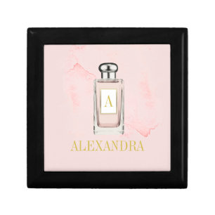 French Perfume Bottle Pink Chic Monogram Personal Gift Box