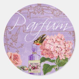 French Perfume Parfum Collage Classic Round Sticker