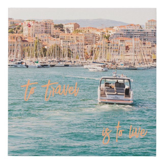 French Photo Home Decor with Travel Quote Faux Canvas Print (Front)