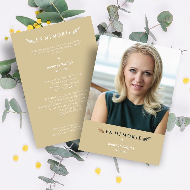 French Photo Minimalist Memorial Loved Ones Golden Note Card (Creator Uploaded)