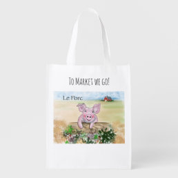 French Piggy Reusable Grocery Bag