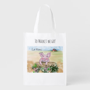 French Piggy Reusable Grocery Bag
