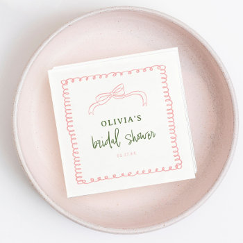 French Pink And Green Colorful Bridal Shower Napkins by SweetRainDesign at Zazzle