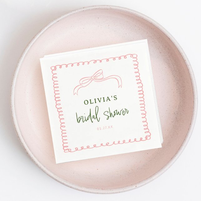 French Pink and Green Colorful Bridal Shower Napkins (Creator Uploaded)