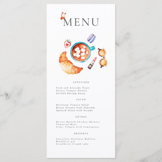 French Pink Boulangerie Croissant and Coffee Menu (Front)