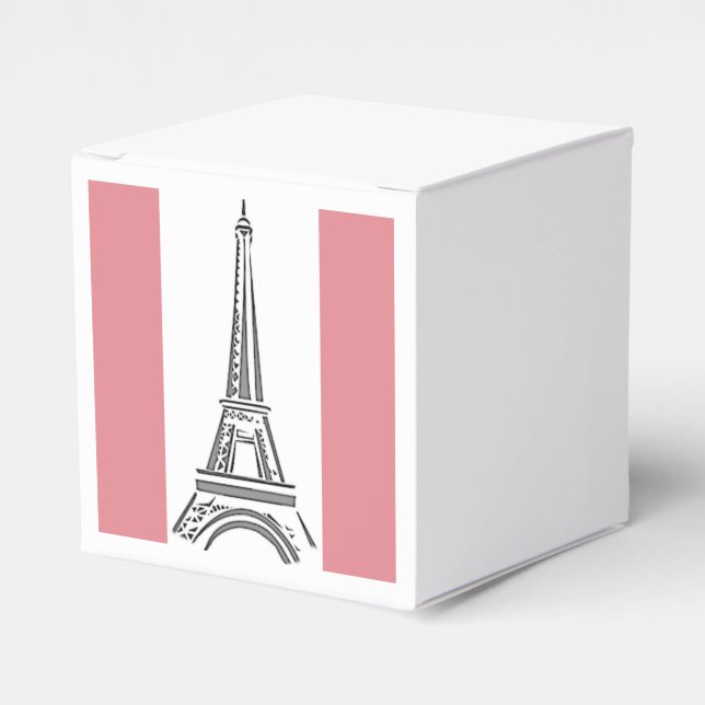 French Pink Eiffel Tower Party Favors Box (Front Side)