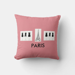 French Pink Paris Themed Pillow