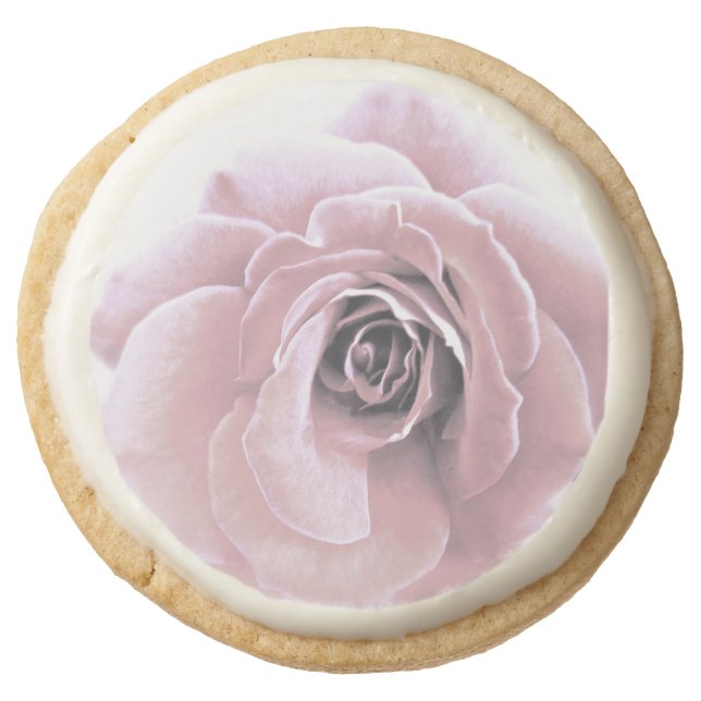 French Pink Rose Round Shortbread Cookie (Front)