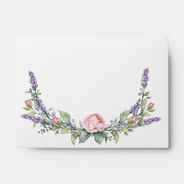 French pink roses and Lavender Eucalyptus Envelope (Front)