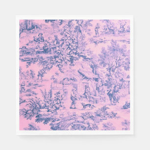 French Pink Toile Chinoiserie Rustic Rococo Style Napkins