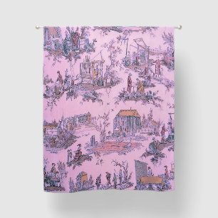 French Pink Toile de Jouy Chinoiserie Style Rustic Blackout Curtains