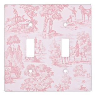 French Pink Toile de Juoy Vintage Pattern Light Switch Cover
