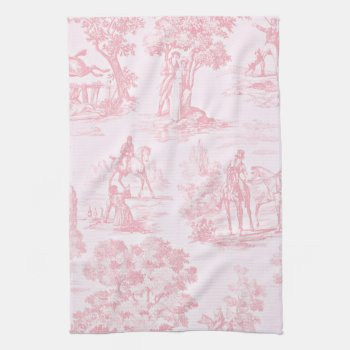 French Pink Toile De Juoy Vintage Pattern Towel by HydrangeaBlue at Zazzle