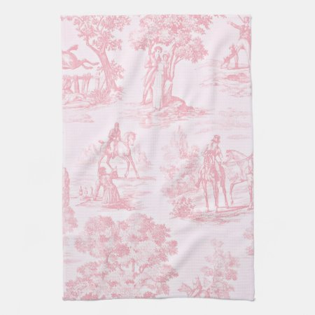 French Pink Toile De Juoy Vintage Pattern Towel