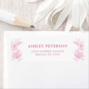 French Pink Toile Wedding Return Address Label